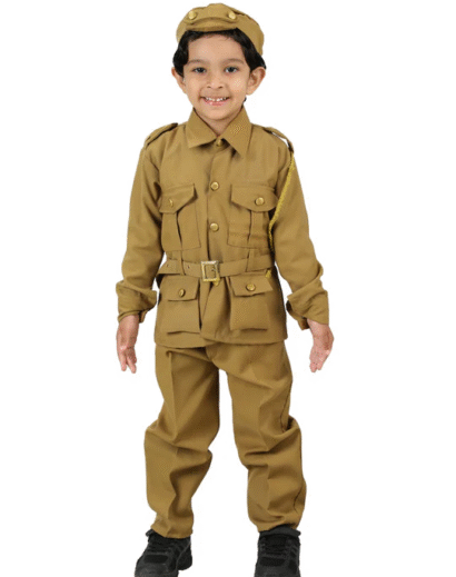 Indian Police Inspector Community Helper Khaki Fancy Dress Costume for Kids