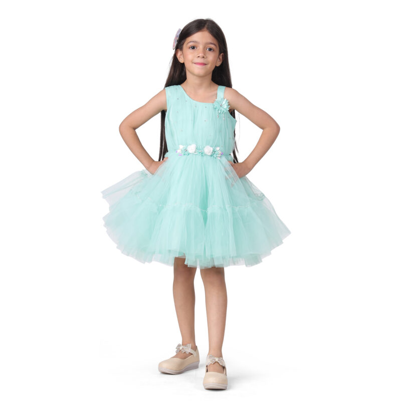 Cute Frill Green Frock Dress for Girls Kids