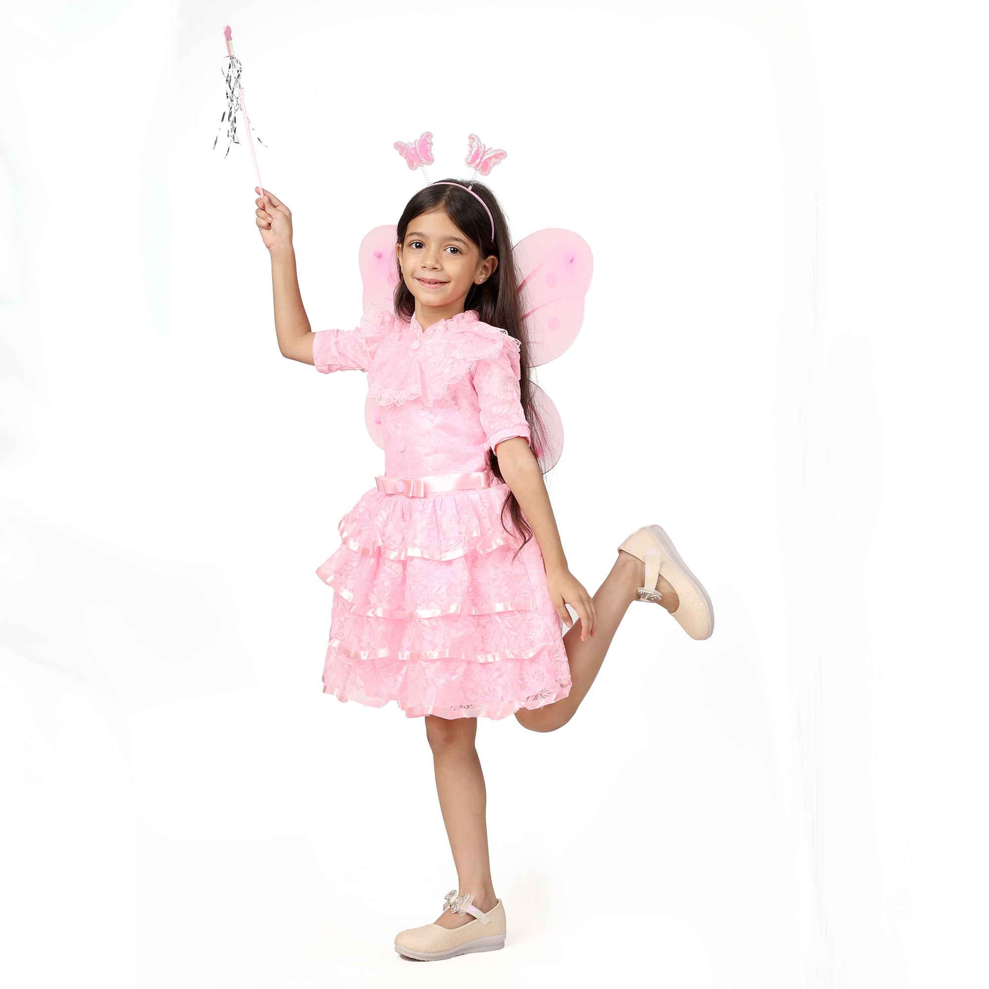 Cute Frill Fairy Pink Frock Dress for Girls - Image 2
