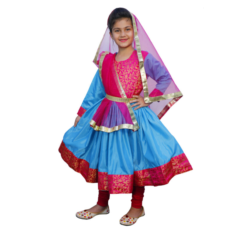 Kathak Dance Costume – Firozi & Magenta