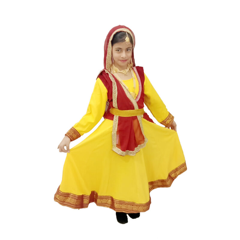Kathak Dress – Yellow & Maroon Anarkali Dress