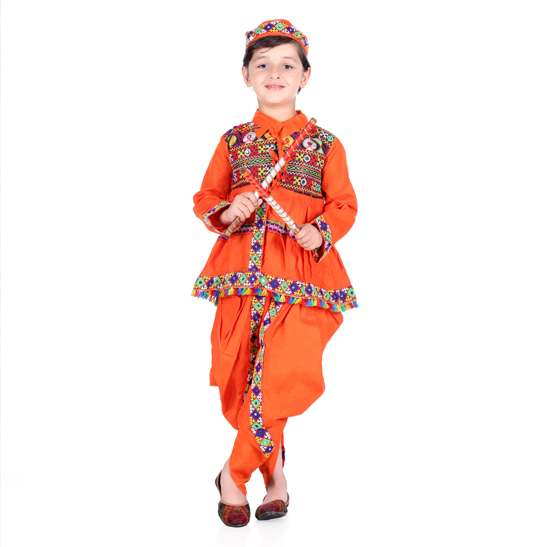 Gujarati Kedia Garba Dress – Orange - Image 2