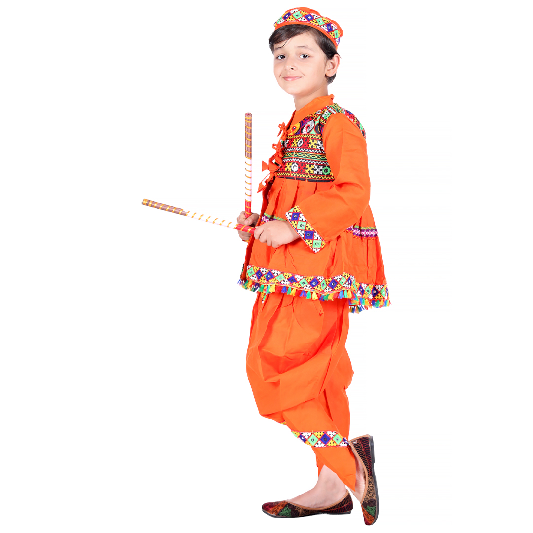 Gujarati Kedia Garba Dress – Orange - Image 3