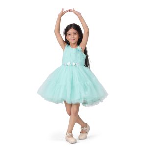 Cute Frill Green Frock Dress for Girls Kids - Image 3