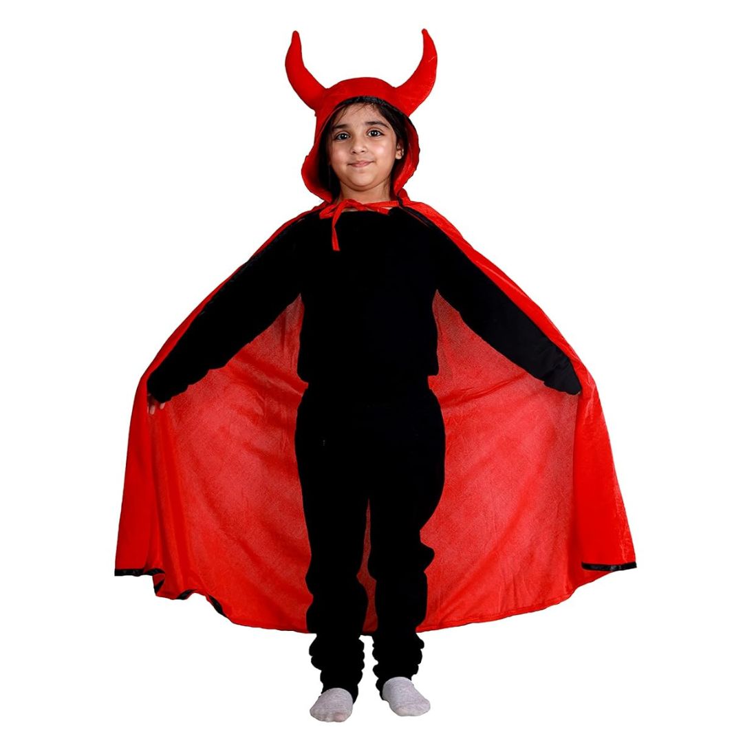Halloween Dress for Boys & Girls Kids Red Cape with Devil Horn Kids Costume Complete Set