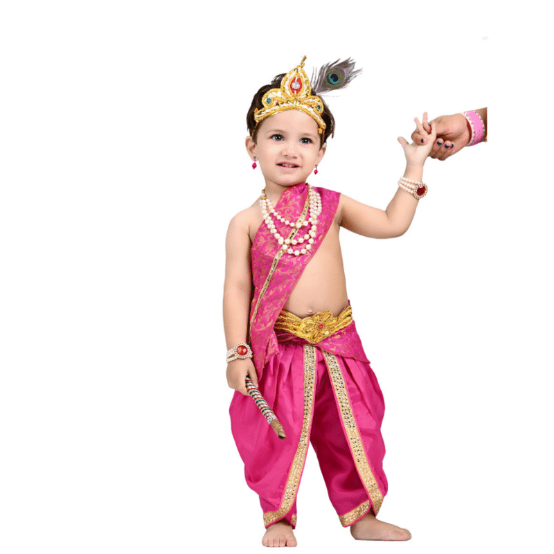 Krishna Dress for Baby Boy Kids Set - Pink