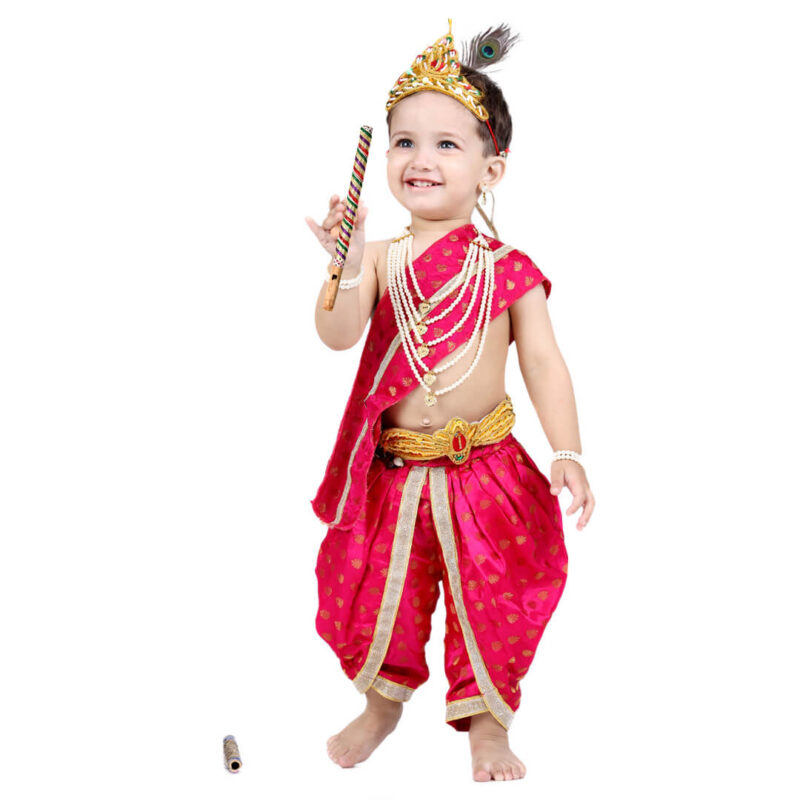 Krishna Dress for Baby Boy Kids Set -Red