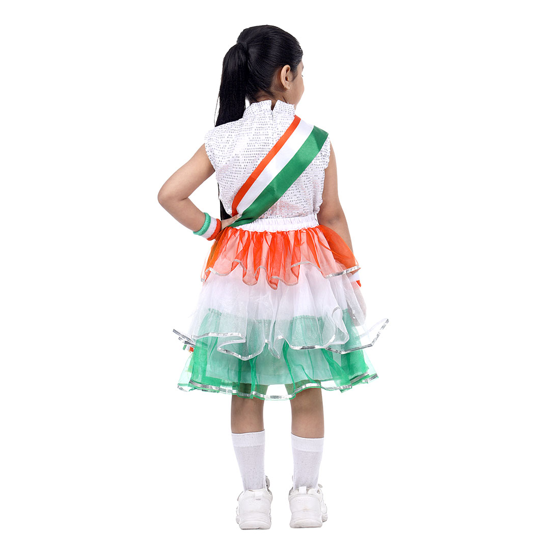 Tricolor Skirt Top Set For Girls Kids Fancy Dress Costume - Image 2