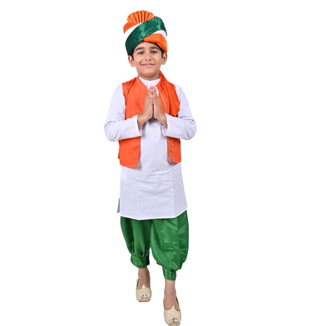 Tricolour Costume Kurta Jacket Set for Kids