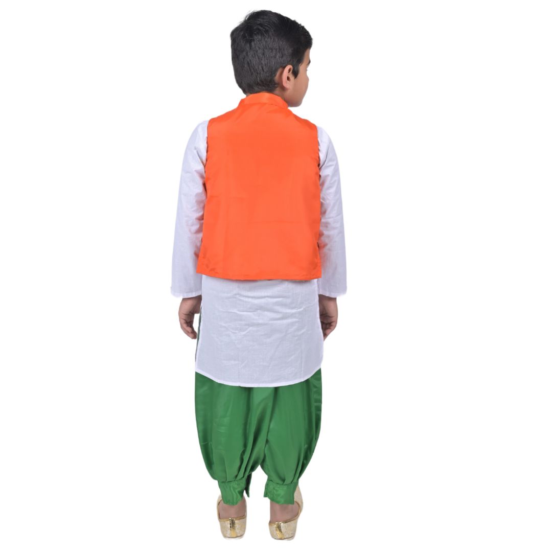 Tricolour Costume Kurta Jacket Set for Kids - Image 3